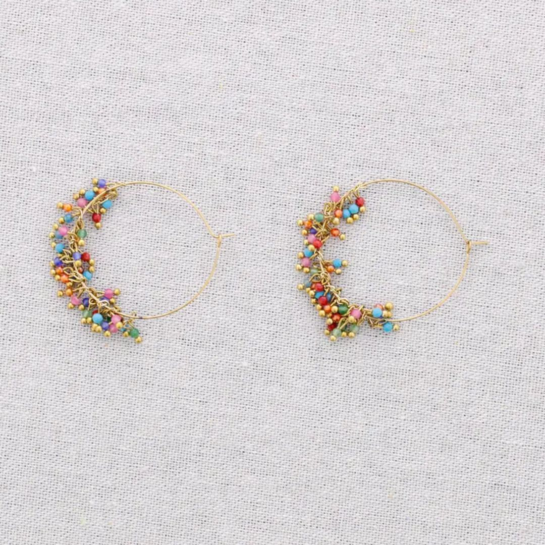 Damen Creolen 'Stone Hoop' multicolor