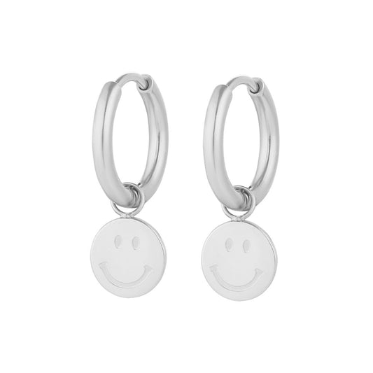 Creolen mit Smiley-Anhänger silber V2