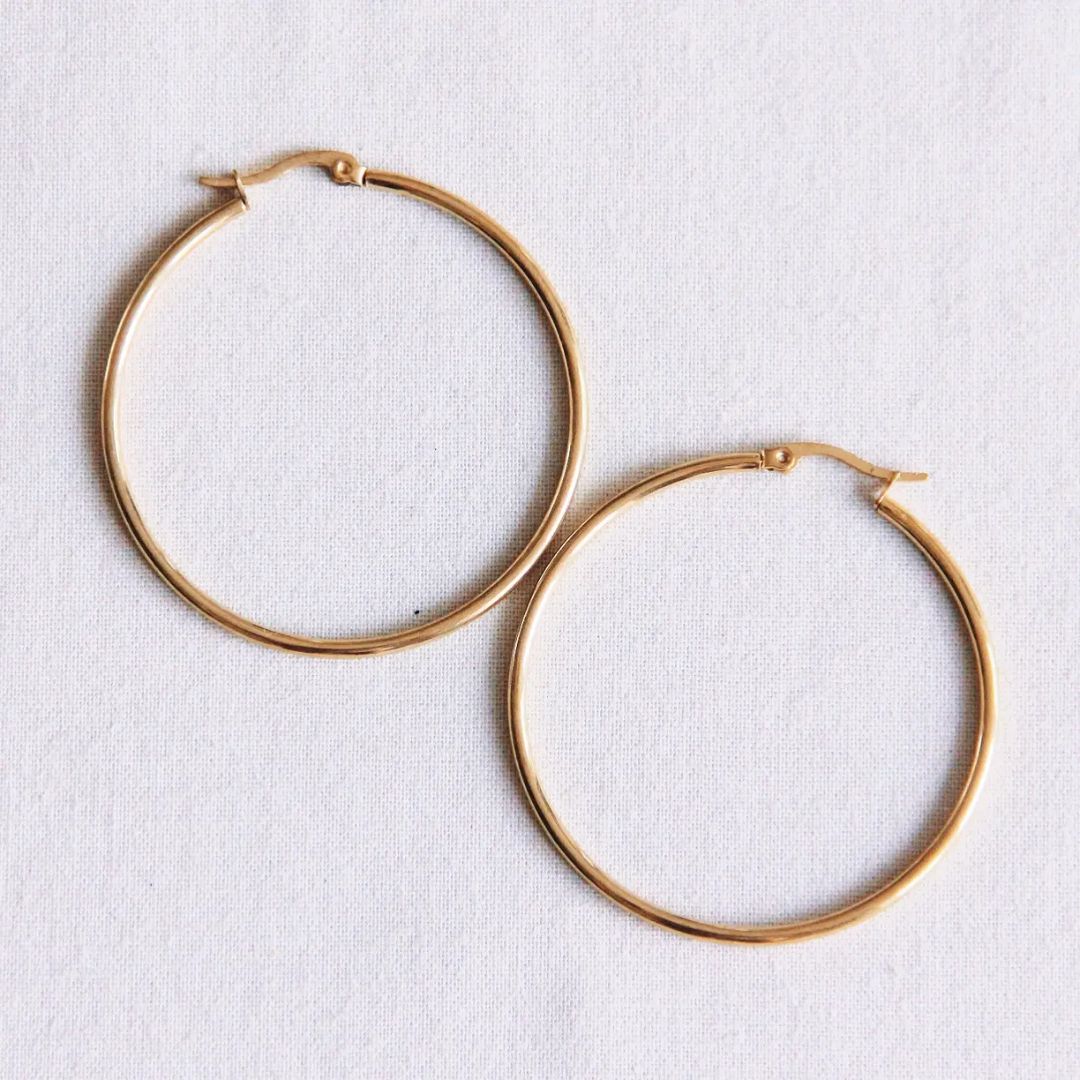 Damen Ohrringe Creolen 50 mm 'Basic' gold