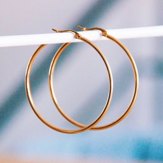 Damen Ohrringe Creolen 50 mm 'Basic' gold