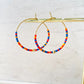 Damen Ohrringe Creolen Miyuki Perlen orange/blau