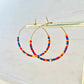 Damen Ohrringe Creolen Miyuki Perlen orange/blau