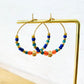 Damen Ohrringe Creolen Miyuki Perlen orange/blau/gold