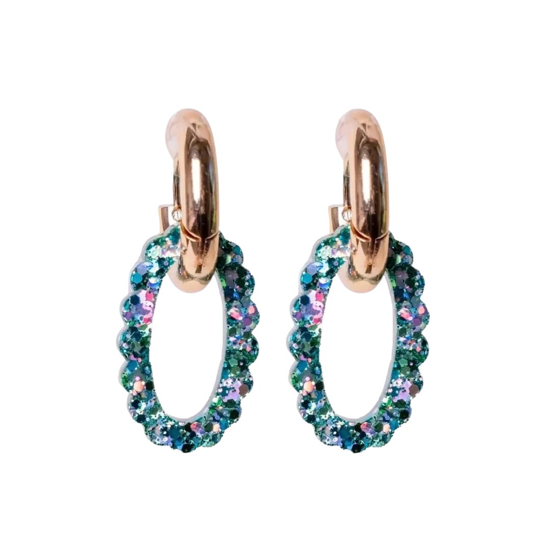 Damen Creolen 'Oval Mix grün'
