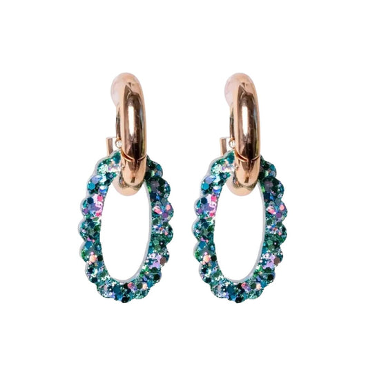 Damen Creolen 'Oval Mix grün'