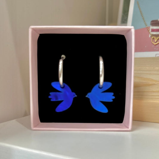 Damen Creolen silber 'Dove tintenblau'
