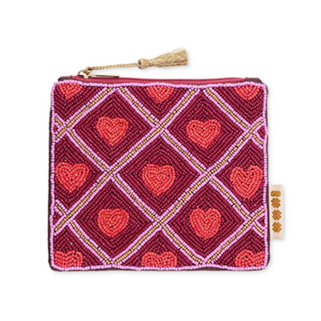 Etui 'Herzen' lila/pink/rot