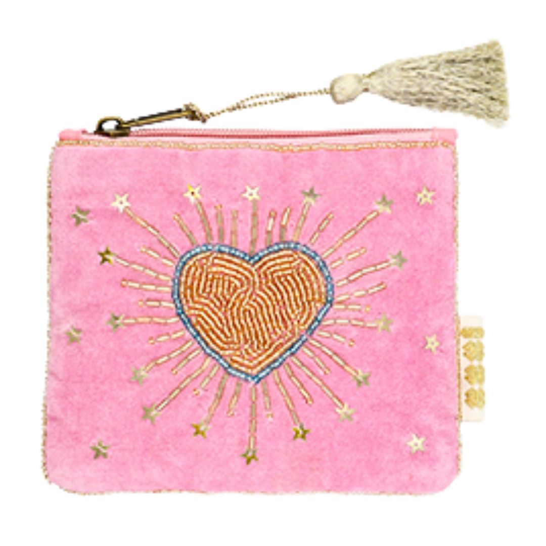 Perlen-Etui 'Heart and Stars' rosa/gold