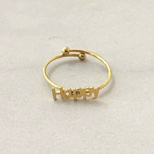 Damen Fingerring 'Happy' gold