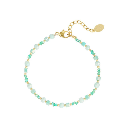 Armband und Fußkettchen mit Strand-Flair - Grün/Goldfarbe