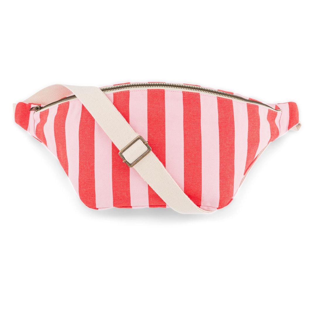 Damen Gürteltasche Streifen in tomate/candy pink