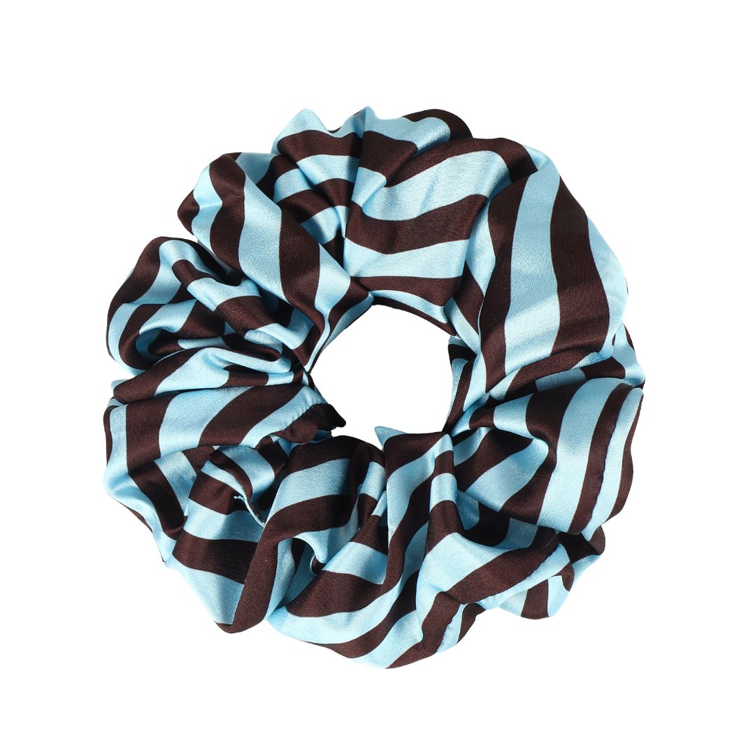 Damen Haargummi Scrunchie gestreift blau