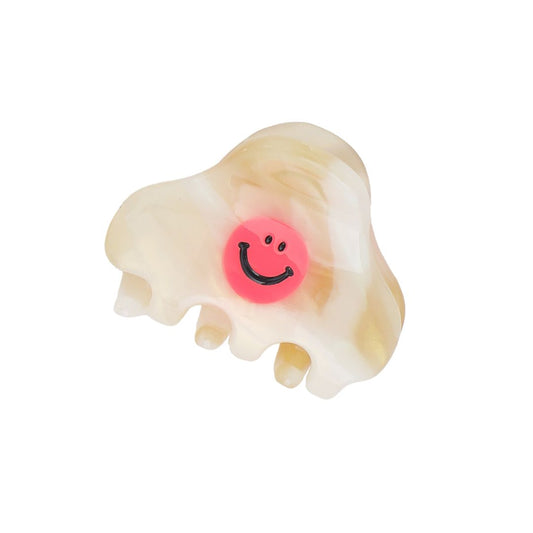 Damen Haarklammer mit Smiley-Gesicht beige/pink