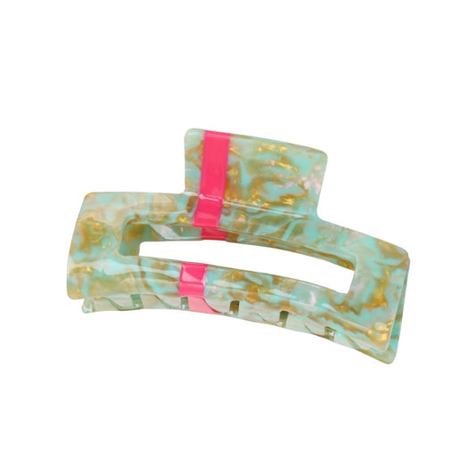 Damen Haarklammer mit Streifen mittelgroß türkis/gold/pink