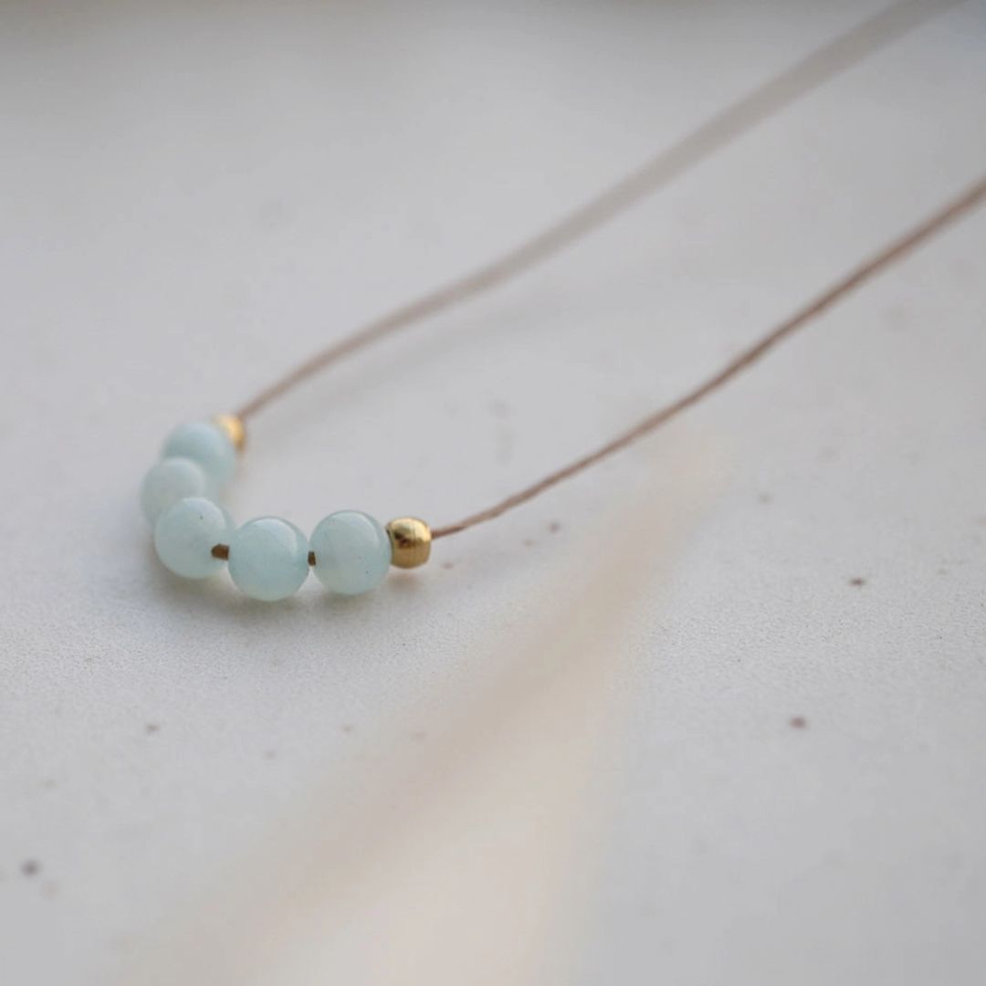 Damen Halskette 'Aqua' mit Aquamarin-Perlen