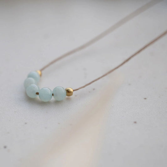 Damen Halskette 'Aqua' mit Aquamarin-Perlen