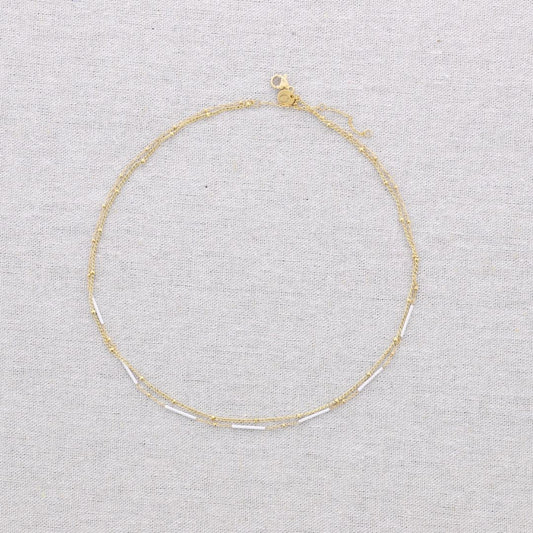 Damen Halskette aus emailliertem Stahl gold/weiß