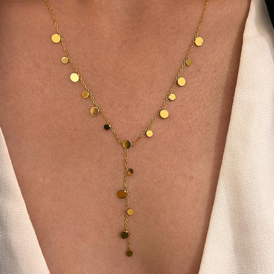 Damen Halskette mit Pailletten gold