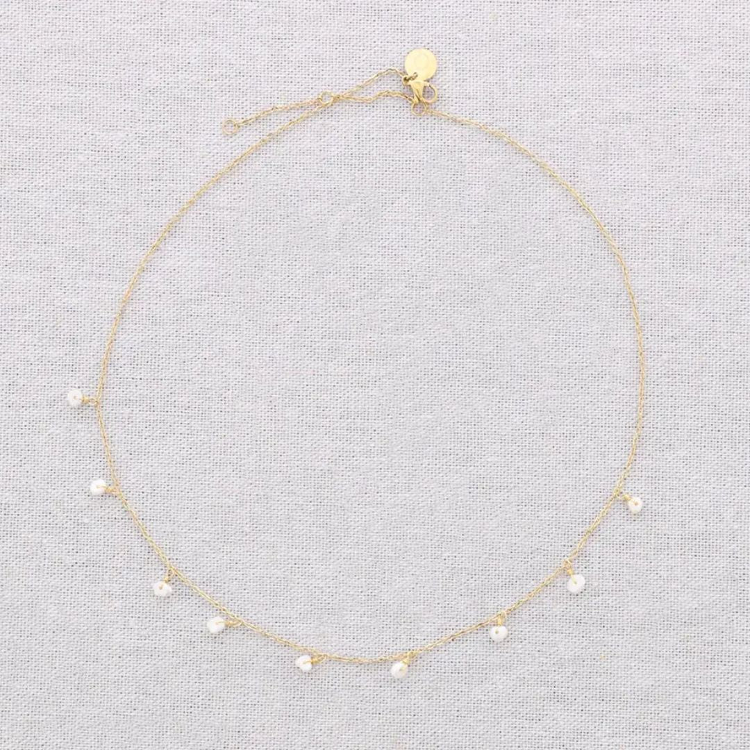 Damen Halskette gold mit Perlenanhängern