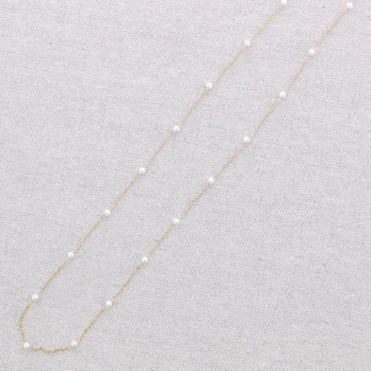 Damen Halskette lang gold mit Perlenanhängern