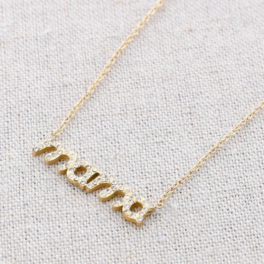 Damen Halskette 'Mama Kristalle' gold/weiß