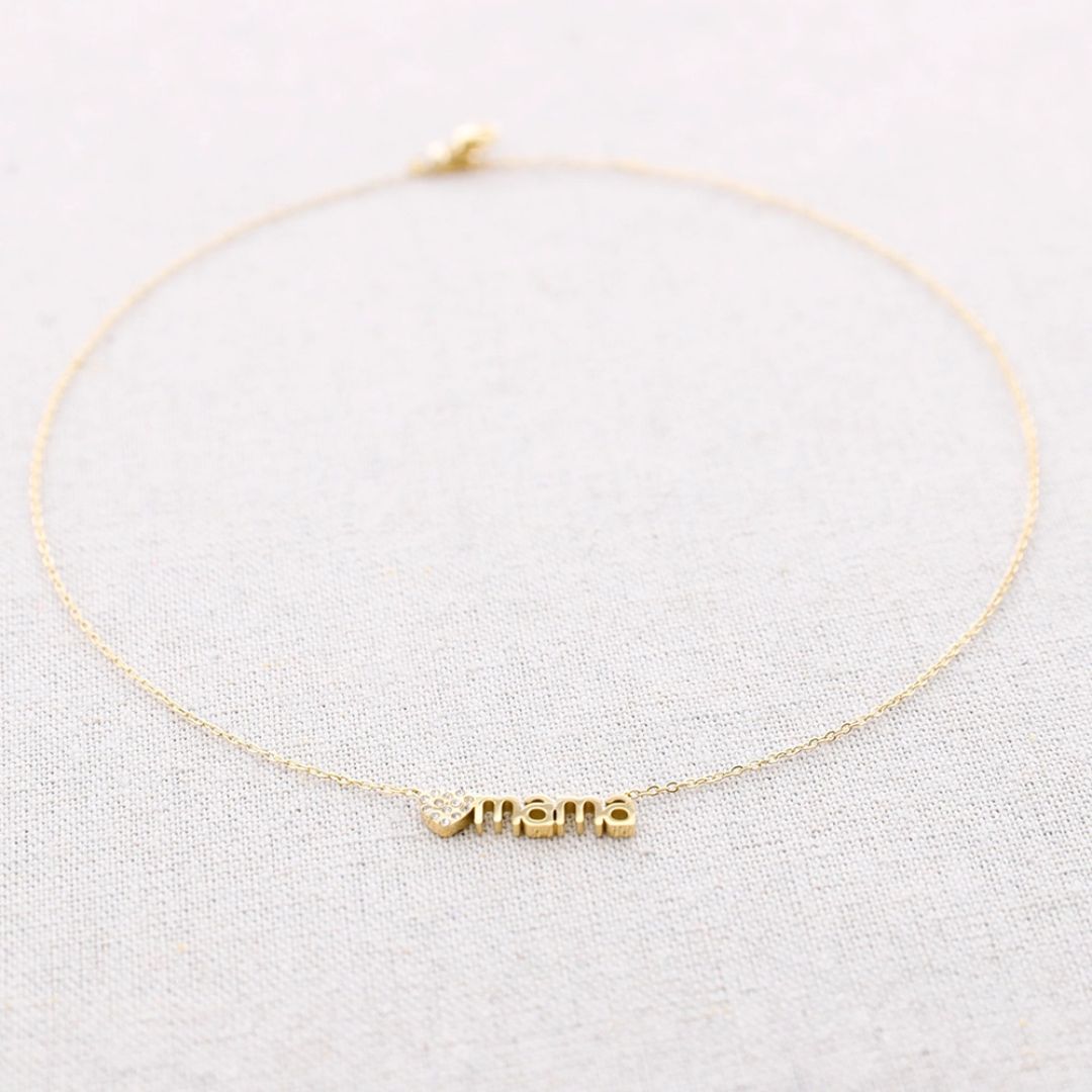 Damen Halskette 'Mama Herzkristalle' gold/weiß