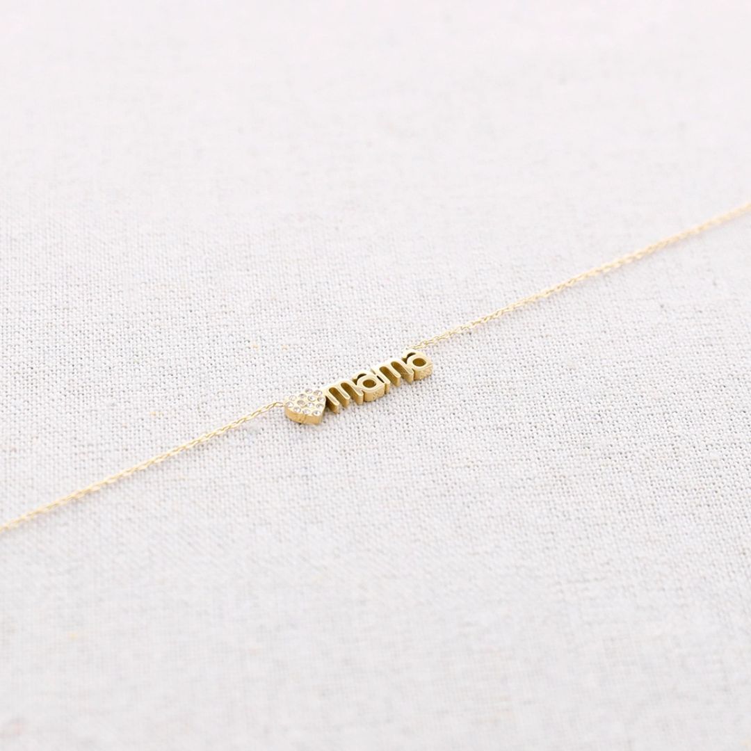 Damen Halskette 'Mama Herzkristalle' gold/weiß