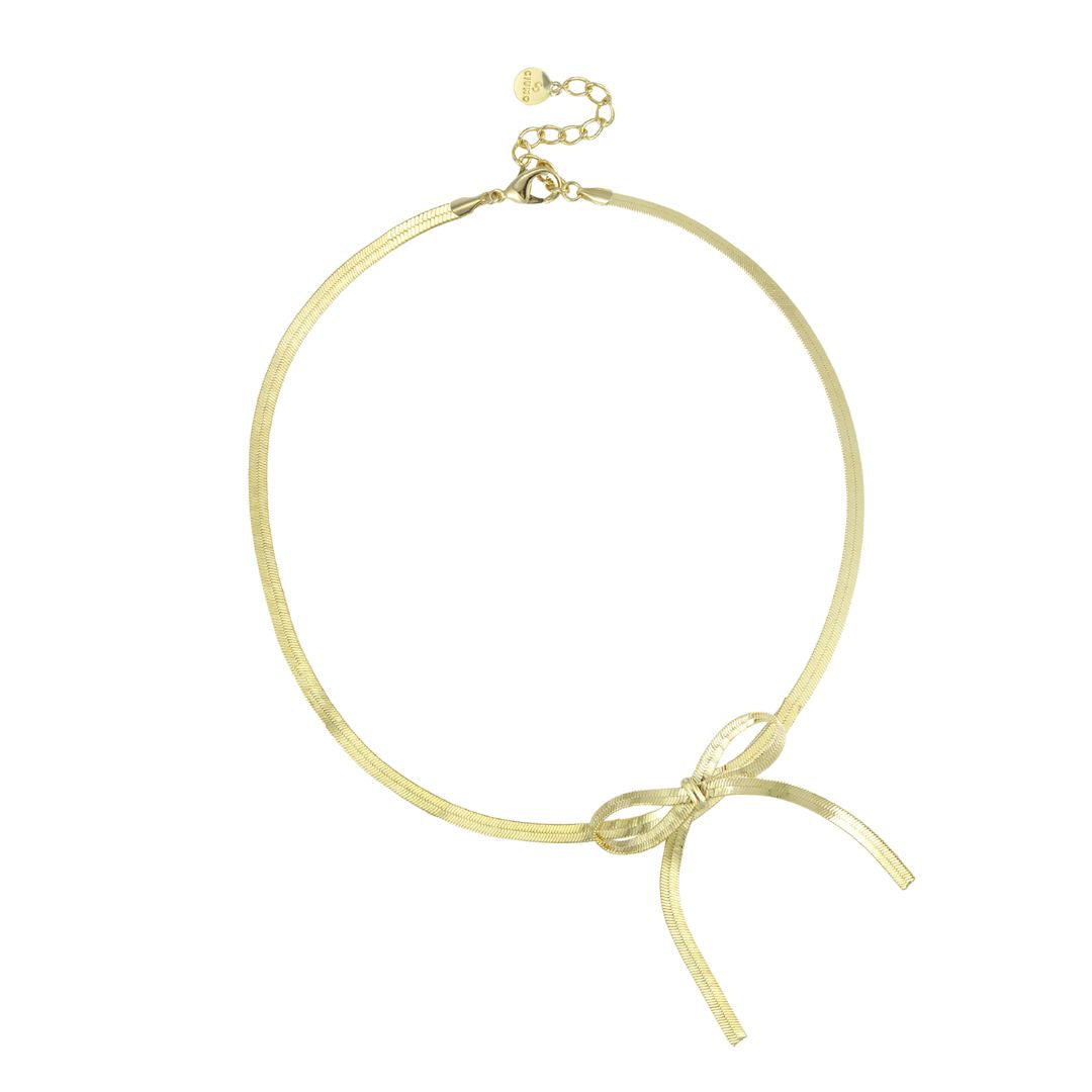 Damen Halskette mit Schleifenanhänger gold