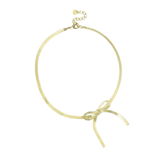 Damen Halskette mit Schleifenanhänger gold