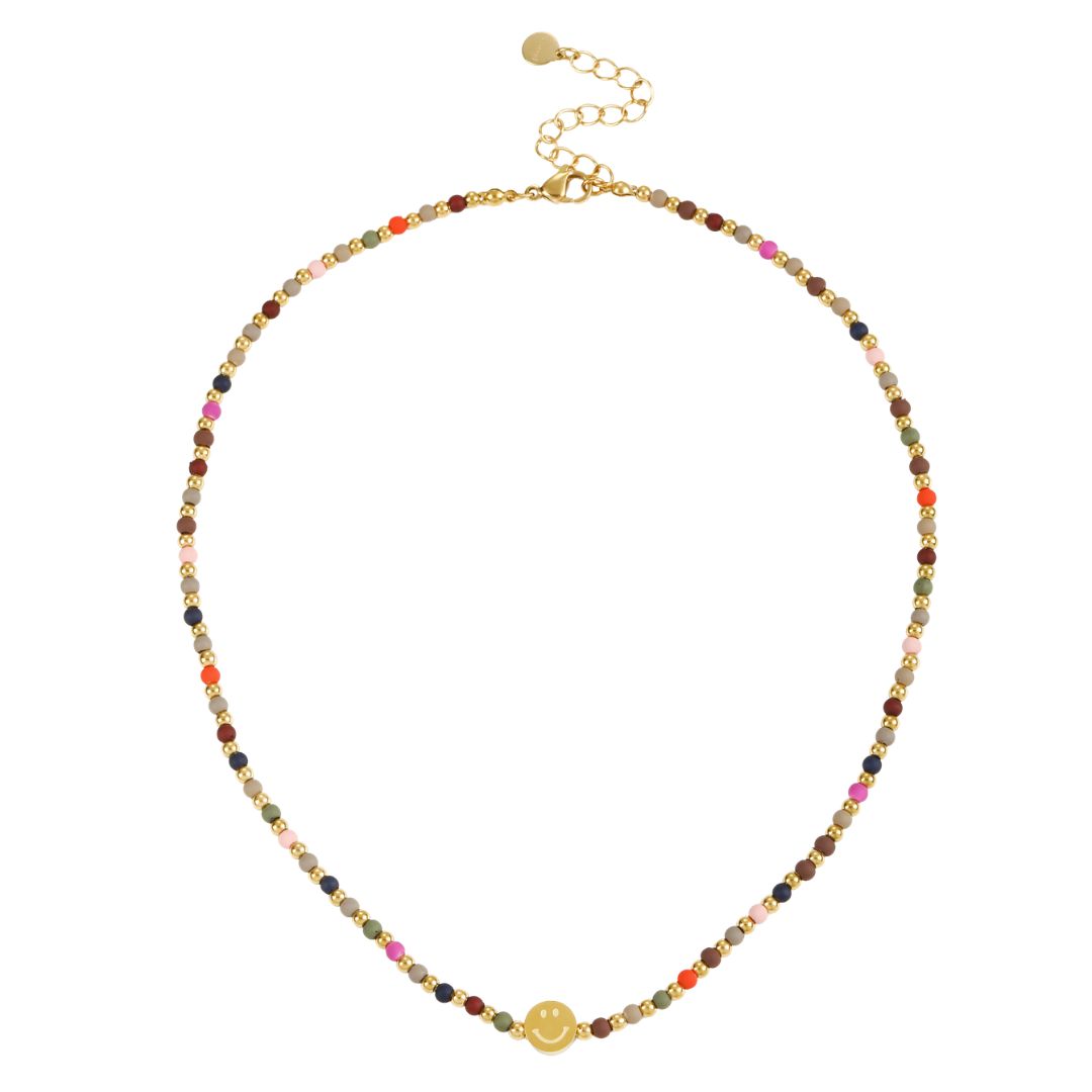 Damen Halskette 'Perlen und Smiley' gold/multicolor