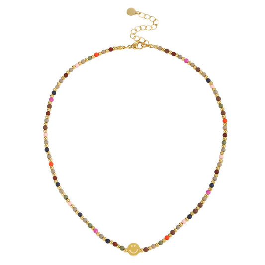 Damen Halskette 'Perlen und Smiley' gold/multicolor