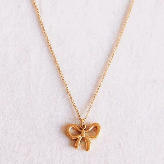 Damen Halskette gold mit Schleife