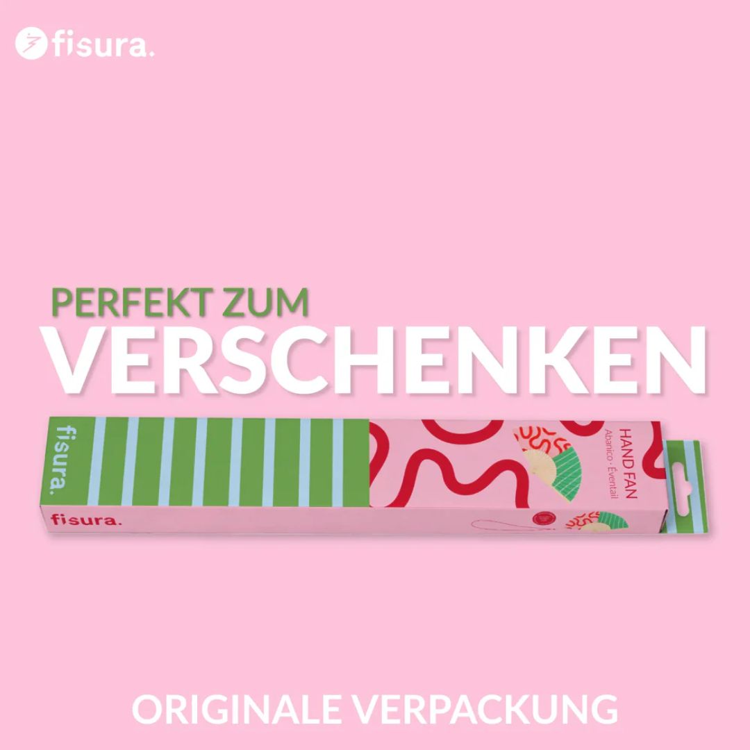 Damen Fächer 'Ondas' grün und rosa/rot