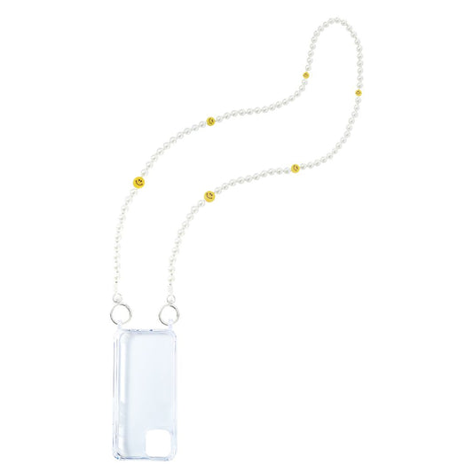 Damen Handykette aus Perlen mit Smileys silber