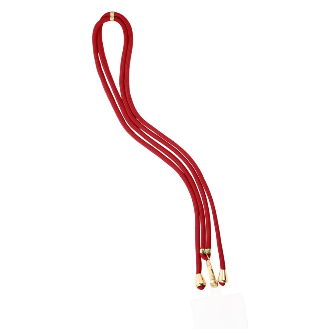 Handykette lang geflochten unifarben rot