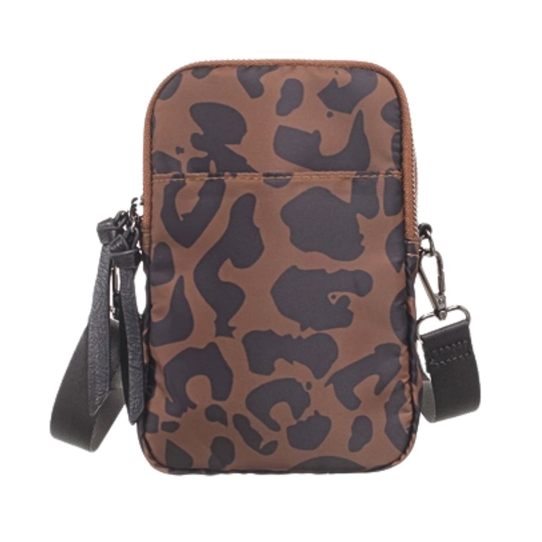 Damen Umhängetasche Handytasche 'Wild' camel/leo