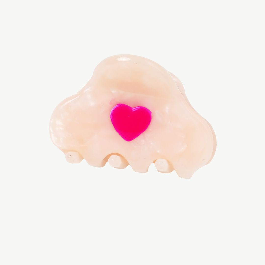 Große Damen Haarklammer 'Herz' creme/rosa