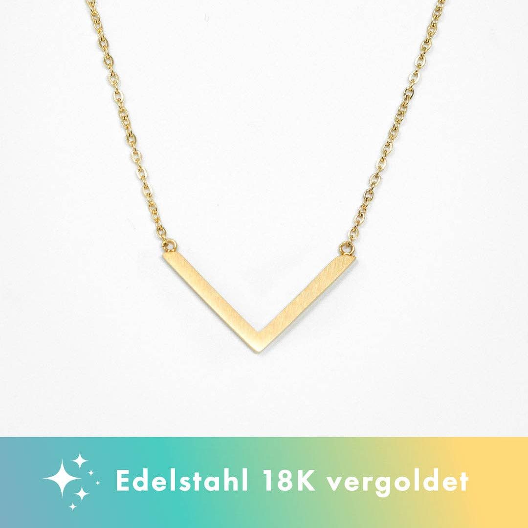 Damen Halskette 'Bergliebe' Edelstahl Gold