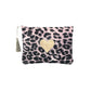 Damen Kosmetiktasche mit Herz Applikation leopard