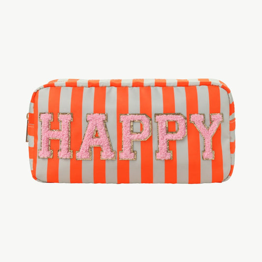 Kosmetiktasche gestreift mit HAPPY Aufdruck