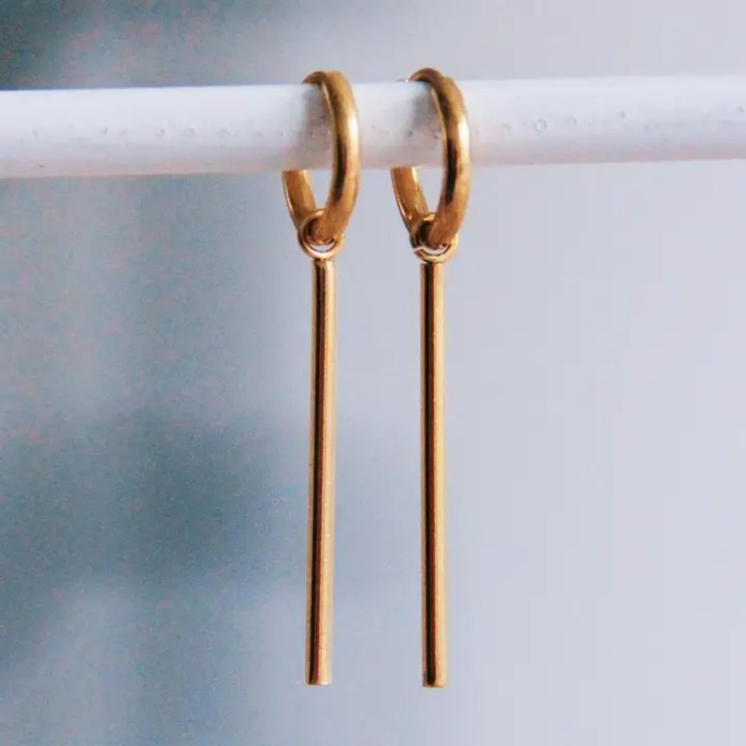 Damen Ohrringe Creolen XL mit Stäben gold