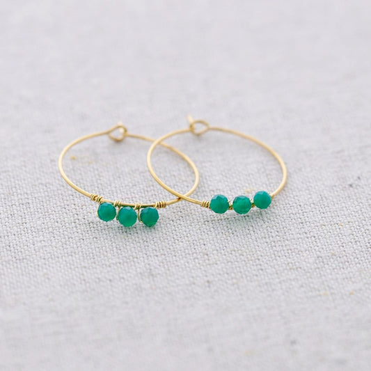 Damen Ohrringe Creolen Hoops 'Stone' grün