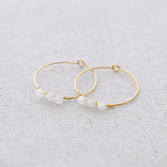 Damen Ohrringe Creolen Hoops 'Stone' natur
