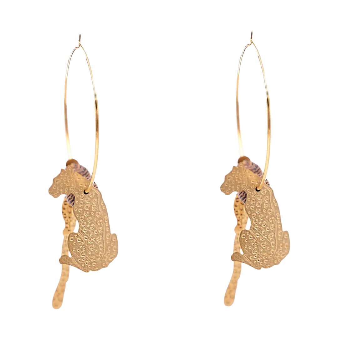 Damen Ohrringe Creolen 3D 'Leoparden'