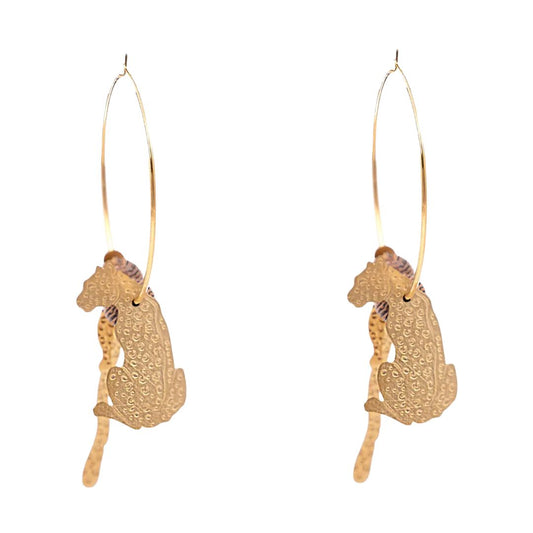 Damen Ohrringe Creolen 3D 'Leoparden'
