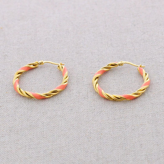 Damen Ohrringe Creolen gold/coral