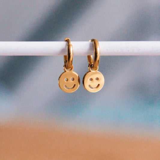 Damen Ohrringe 'Hoops  mit Smiley gold