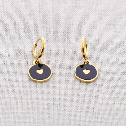 Damen Ohrringe Creolen mit Charms im Herzdesign