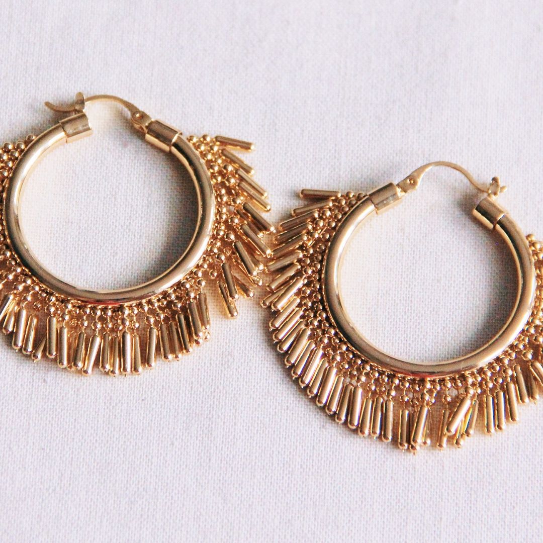 Damen Ohrring mit Kugelkette gold