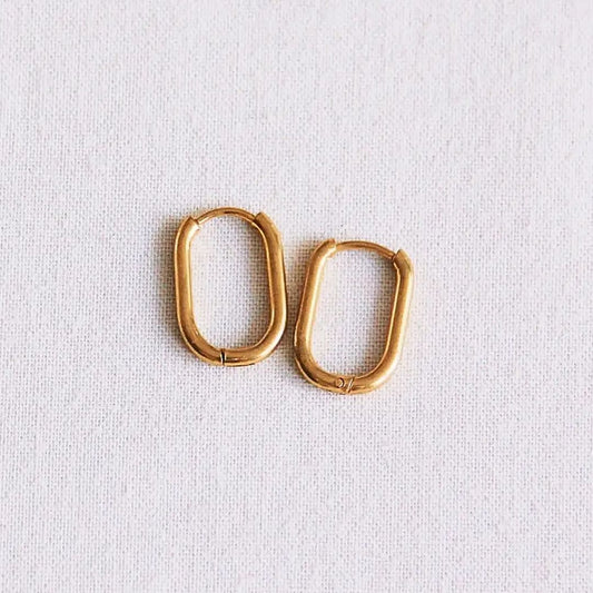Damen Ohrringe Hoops Oval 'Basic' gold